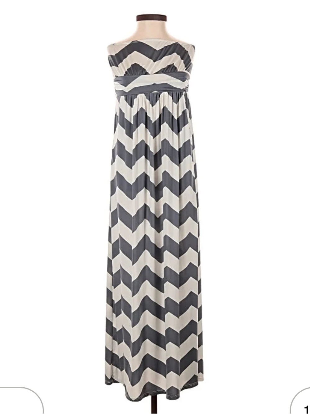 Fashionomics Gray & White Chevron Strapless Maxi
